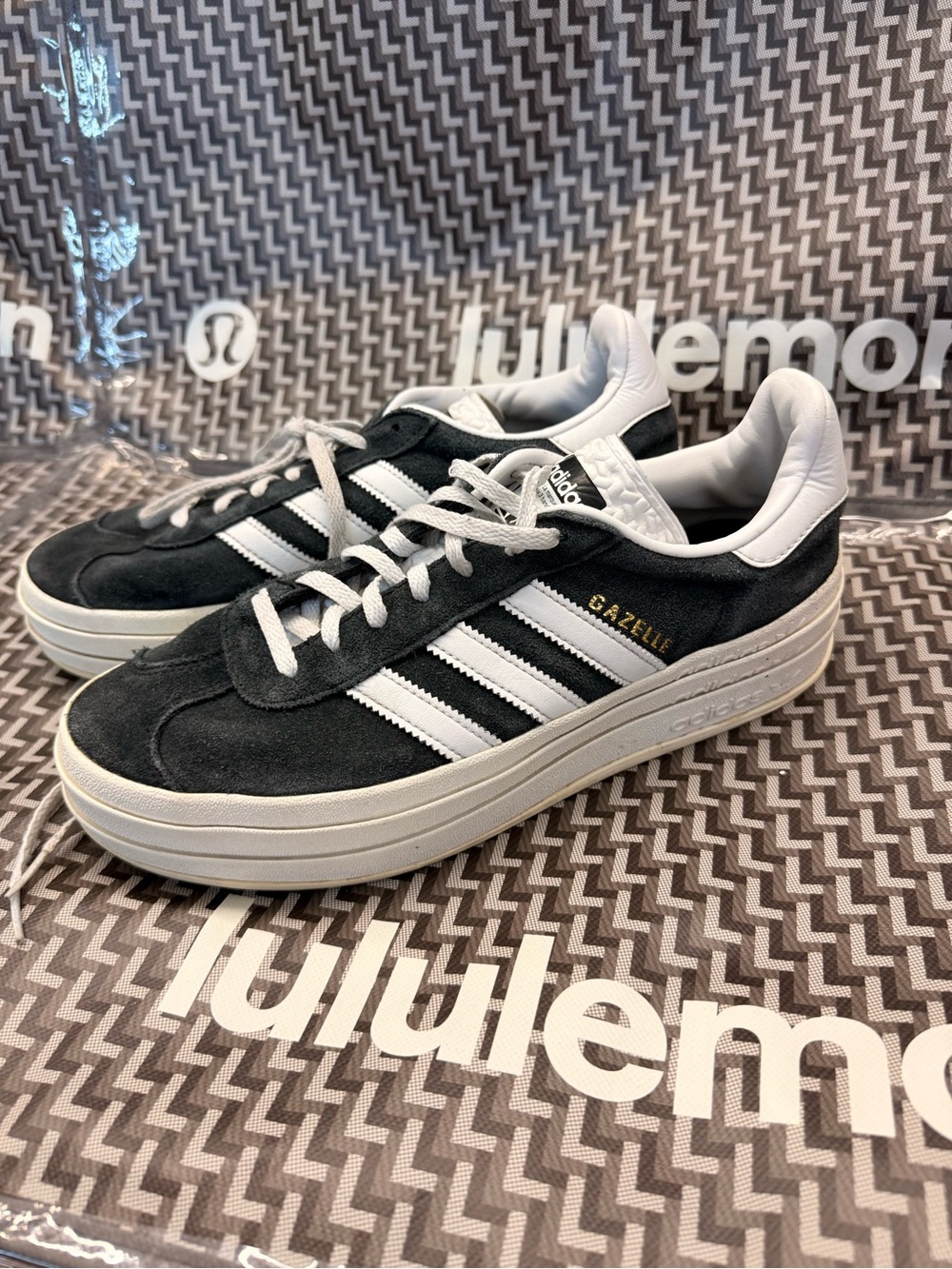 adidas Gazelle Platform Sneakers in Black and White